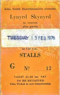 Lynyrd Skynyrd - The Steve Gibbons Band - 13/02/1976