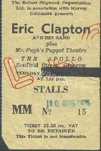 Eric Clapton - Mr Pugh's Puppet Theatre - 10/08/1976