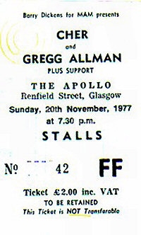Cher and Greg Allman - 20/11/1977