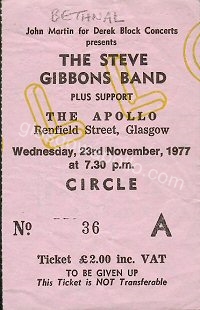 The Steve Gibbons Band - Bethnal - 23/11/1977