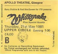 Whitesnake - Billy Squier - 21/05/1981