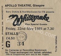 Whitesnake - Billy Squier - 22/05/1981